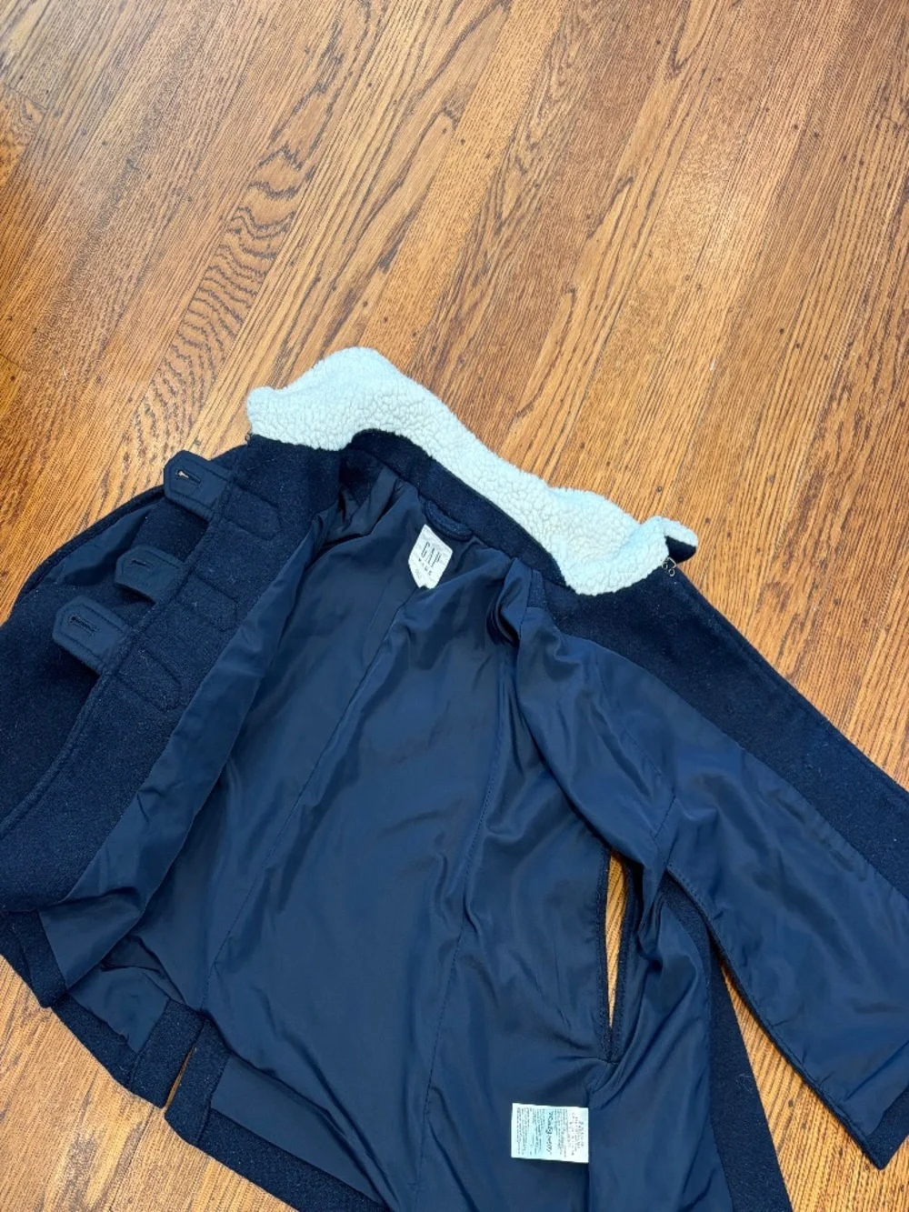 Gap Kids Navy Cape Coat Sz S | Sherpa Collar | Gold Buttons |